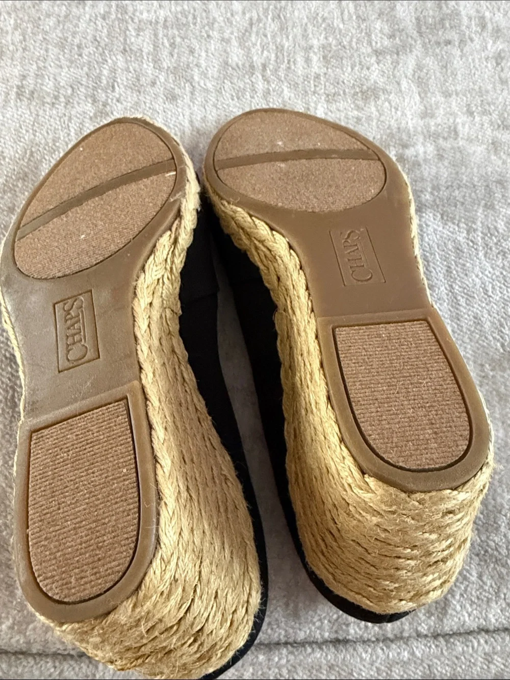 Chaps Black Espadrille Wedge Peep-Toe Slip-Ons